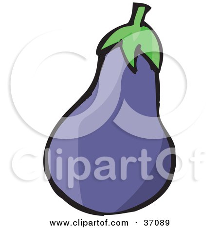 Clipart Illustration of a Fresh Purple Eggplant Fruit by Dennis Holmes Designs
