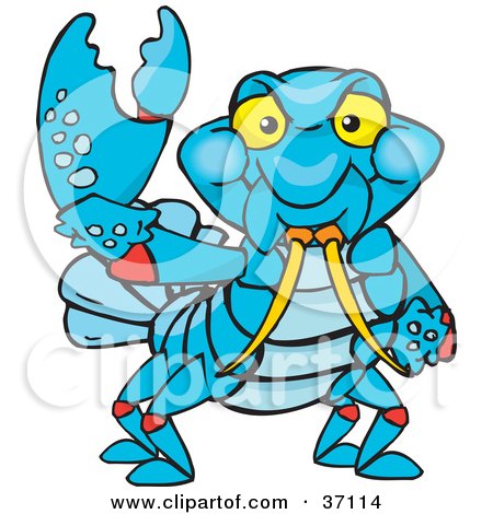 Clipart Illustration of a Peaceful Yabby Smiling And Gesturing The Peace Sign by Dennis Holmes Designs