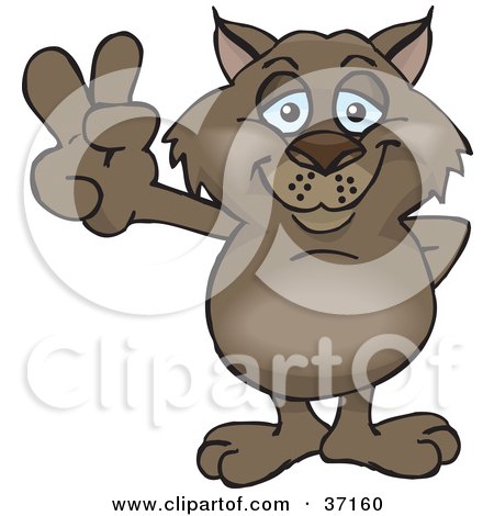 Clipart Illustration of a Peaceful Wombat Smiling And Gesturing The Peace Sign by Dennis Holmes Designs