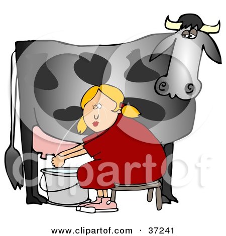 https://images.clipartof.com/small/37241-Blond-Woman-Sitting-On-A-Bench-And-Getting-Squirt-In-The-Face-While-Milking-A-Black-Cow-Poster-Art-Print.jpg