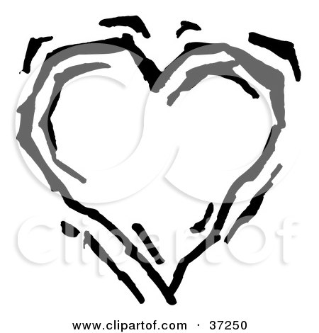 Clipart Illustration of a Beating Black And White Heart by Andy Nortnik