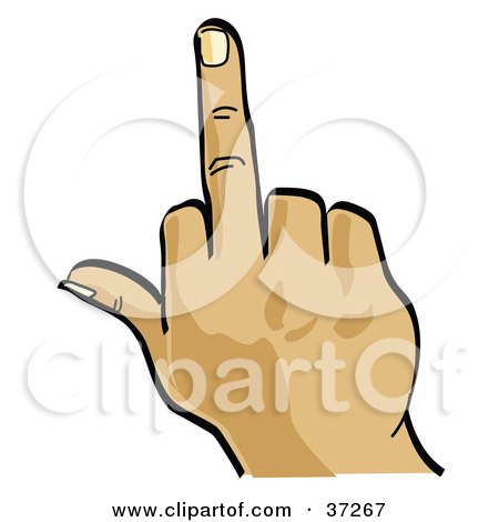 Clipart Illustration of a Hand Flipping The Bird by Andy Nortnik
