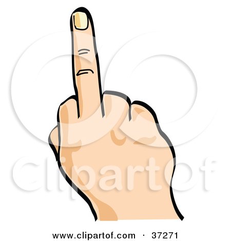 Clipart Illustration of a Mad Person's Hand Flipping The Bird by Andy Nortnik