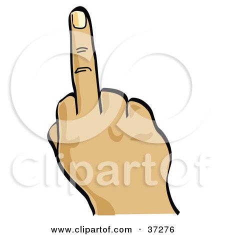 Clipart Illustration of a Hand Holding Up The Middle Finger by Andy Nortnik