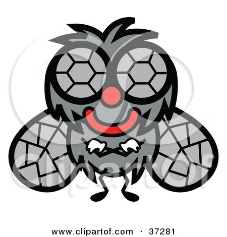 Clipart Illustration of a Friendly Big Eyed Fly With His Arms Crossed by Andy Nortnik