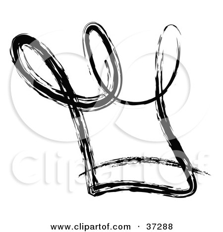 Clipart Illustration of a Black And White Sketch Of A Chefs Hat by Andy Nortnik