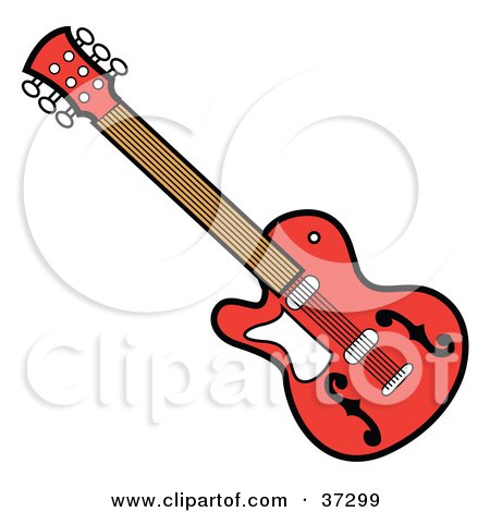 Clipart Illustration of a Red Guitar by Andy Nortnik