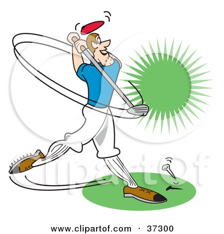 Clipart Illustration of a Male Golfer Swinging A Club by Andy Nortnik