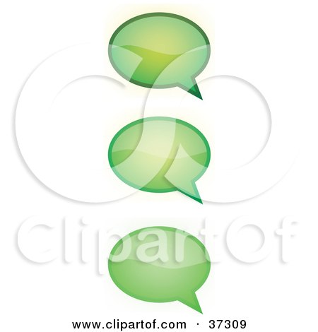 Clipart Illustration of Three Green Word, Text, Speech Or Though Balloons Or Bubbles by YUHAIZAN YUNUS