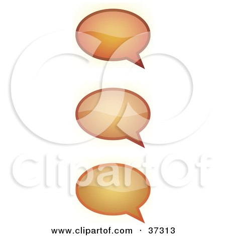 Clipart Illustration of Three Orange Word, Text, Speech Or Though Balloons Or Bubbles by YUHAIZAN YUNUS