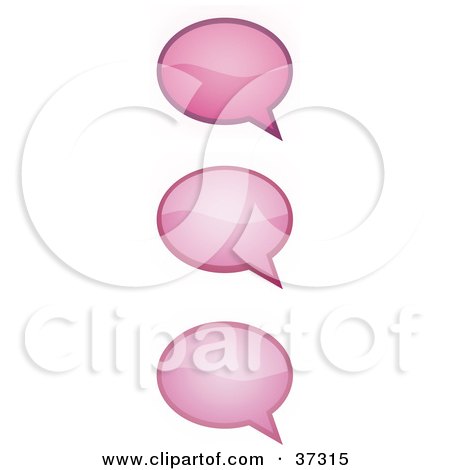 Clipart Illustration of Three Pink Word, Text, Speech Or Though Balloons Or Bubbles by YUHAIZAN YUNUS
