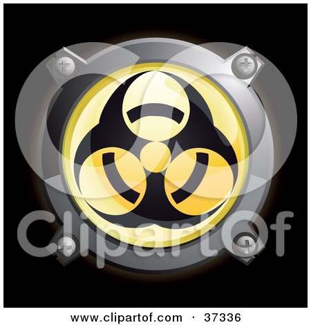 Clipart Illustration of a Shiny Yellow Biohazard Button Icon by Frog974