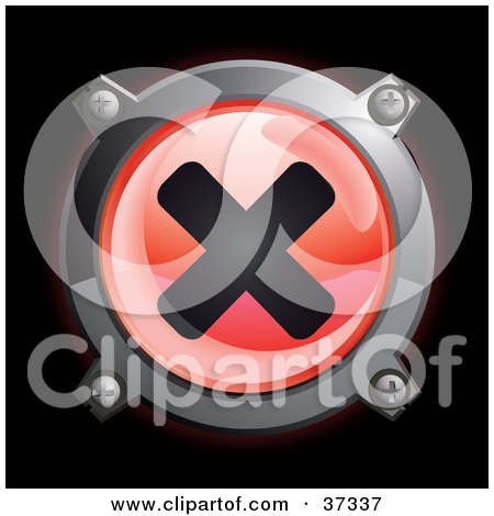 Clipart Illustration of a Shiny Red X Button Icon by Frog974