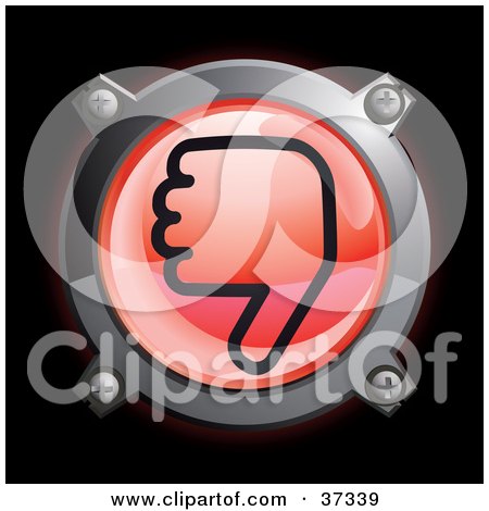 Clipart Illustration of a Shiny Red Thumbs Down Button Icon by Frog974