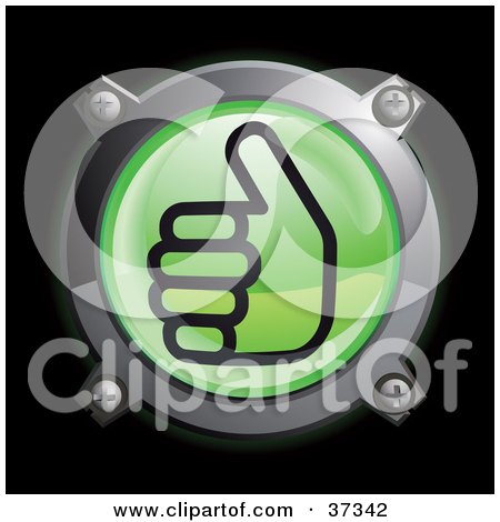 Clipart Illustration of a Shiny Green Thumbs Up Button Icon by Frog974