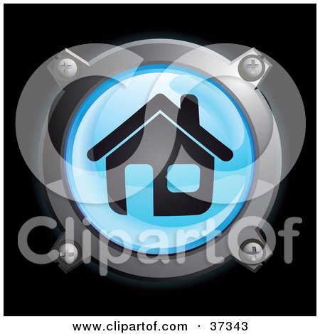 Clipart Illustration of a Shiny Blue House Button Icon by Frog974