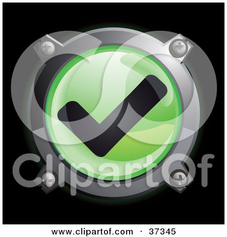 Clipart Illustration of a Shiny Green Check Mark Button Icon by Frog974