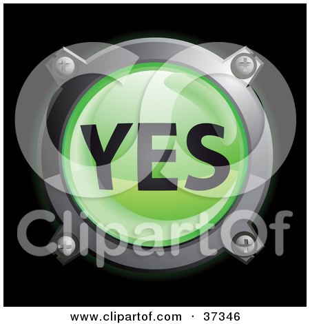 Clipart Illustration of a Shiny Green Yes Button Icon by Frog974