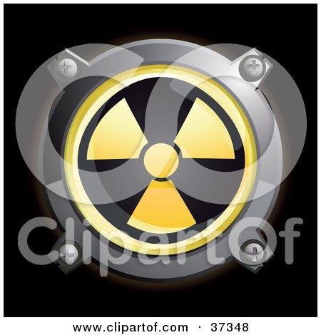 Clipart Illustration of a Shiny Yellow Radiation Button Icon by Frog974