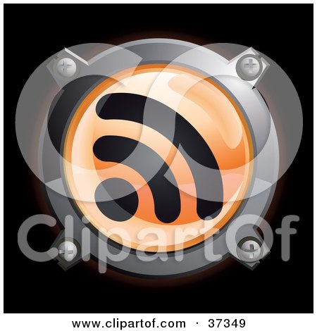 Clipart Illustration of a Shiny Orange RSS Button Icon by Frog974