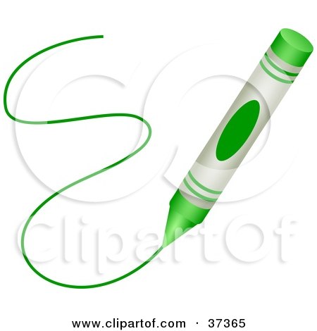 Clipart Illustration of a Green Crayon Drawing A Line by Prawny