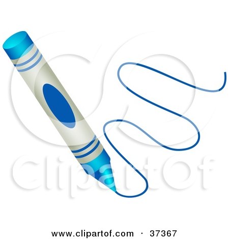 Clipart Illustration of a Blue Crayon Drawing A Line by Prawny