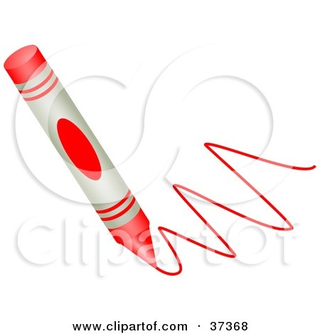 Clipart Illustration of a Red Crayon Drawing A Line by Prawny