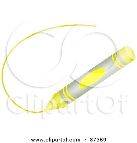 Clipart Illustration of a Yellow Crayon Drawing A Line by Prawny