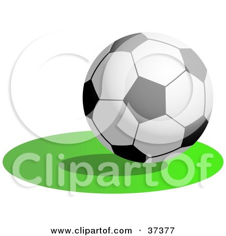 Clipart Illustration of a Soccer Ball Resting On The Green by Prawny