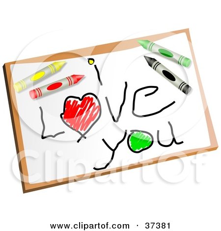 Clipart Illustration of a Childs I Love You Drawing by Prawny