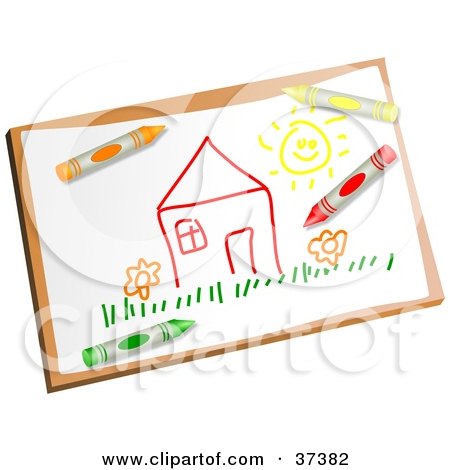 Clipart Illustration of a Childs Drawing Of A House by Prawny