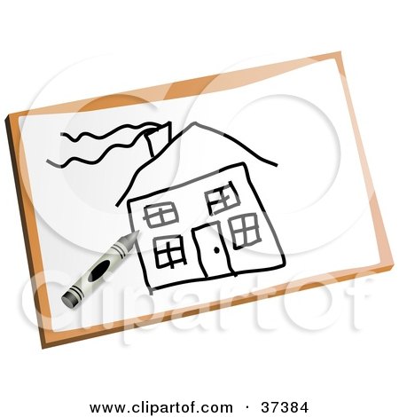 Clipart Illustration of a Childs Drawing Of A Home With A Chimney by Prawny