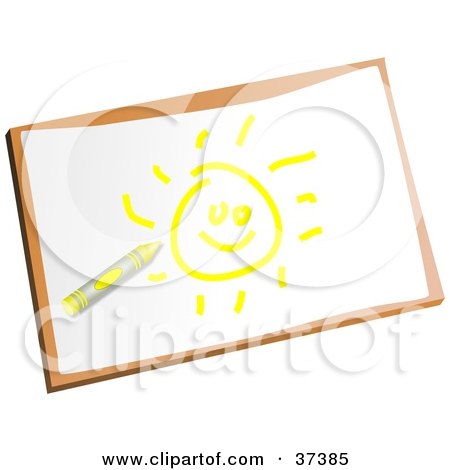 Clipart Illustration of a Childs Drawing Of A Yellow Sun by Prawny