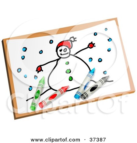 Clipart Illustration of a Childs Drawing Of A Snowman by Prawny