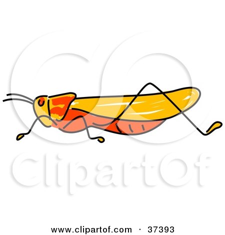 Clipart Illustration of a Profiled Orange Locust by Prawny