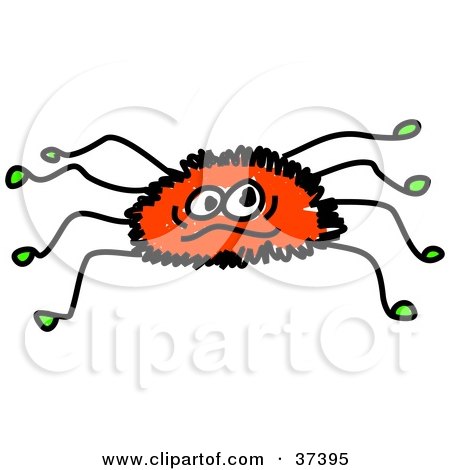 Clipart Illustration of a Furry Red Spider by Prawny