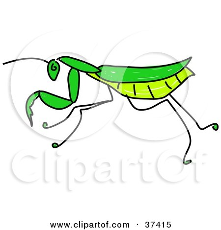 Clipart Illustration of a Green Praying Mantis in Profile by Prawny