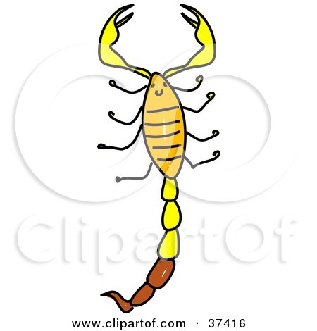 Clipart Illustration of a Yellow and Brown Scorpion by Prawny