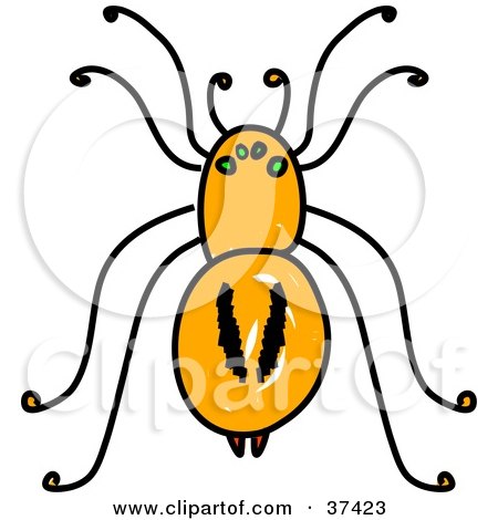 Clipart Illustration of a Yellow Spider With Black Marks by Prawny