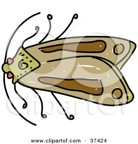 Clipart Illustration of a Lone Brown Moth by Prawny