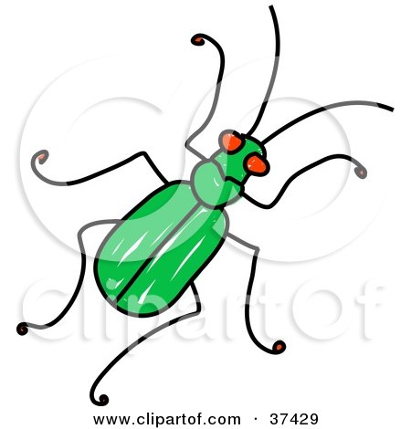 Clipart Illustration of a Red Eyed Green Tiger Beetle by Prawny