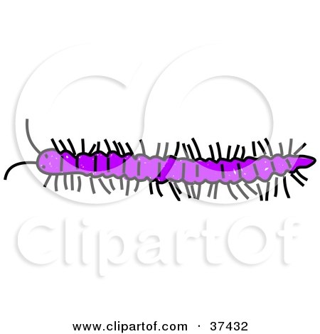 Clipart Illustration of a Long Purple Millipede by Prawny