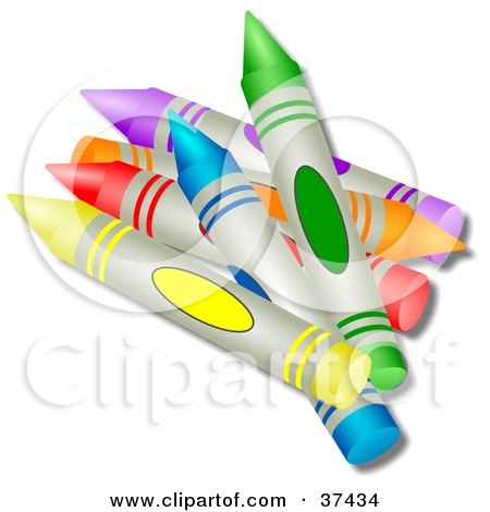 Clipart Illustration of a Stack of Colorful Crayons by Prawny