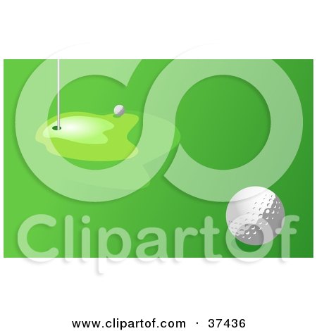 Clipart Illustration of a Golf Ball Near The Hole On The Green by Prawny