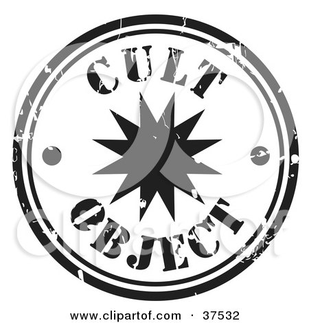 Clipart Illustration of a Worn Black And White Cult Object Seal by Eugene