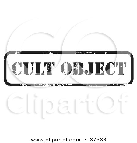 Clipart Illustration of a Distressed Black And White Cult Object Sign by Eugene
