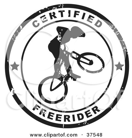 Clipart Illustration of a Distressed Black And White Certified Freerider Seal by Eugene
