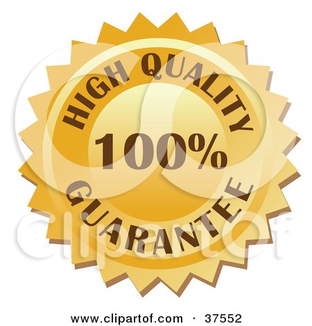 Clipart Illustration of a Golden 100 Percent High Quality Guarantee Stamp by Eugene