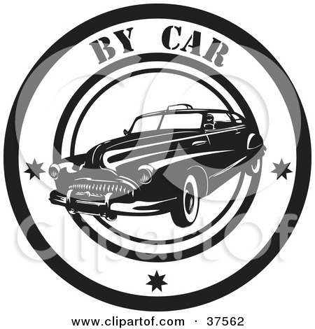 Clipart Illustration of a Black And White By Car Delivery Seal by Eugene