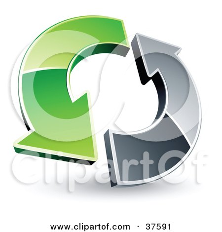 Clipart Illustration of a Pre-Made Logo Of A Green And Chrome Arrow Circling by beboy